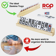 RCP PRODUCTS wooden domino trays show natural wood racks for easy tile handling