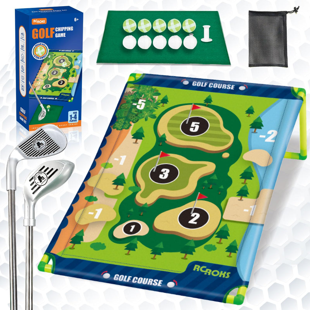 RCROKS upgraded golf chipping game bundle for backyard practice and family fun.