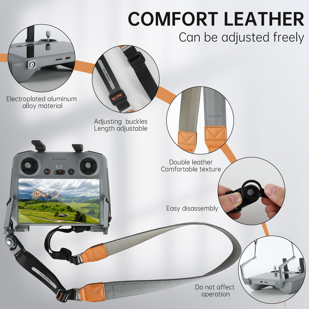 RCstyle neck lanyard double leather strap offers soft comfort during long sessions.