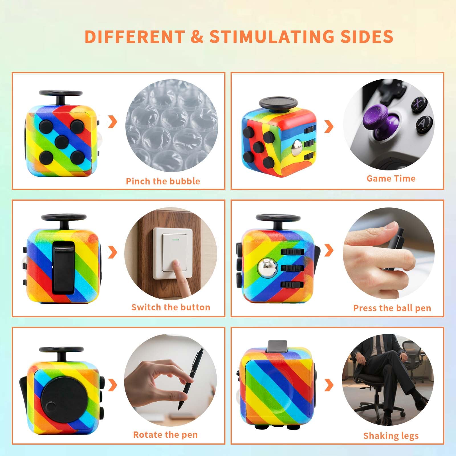 RE:BLEU fidget cube breath feature demonstrates calm focus during work breaks