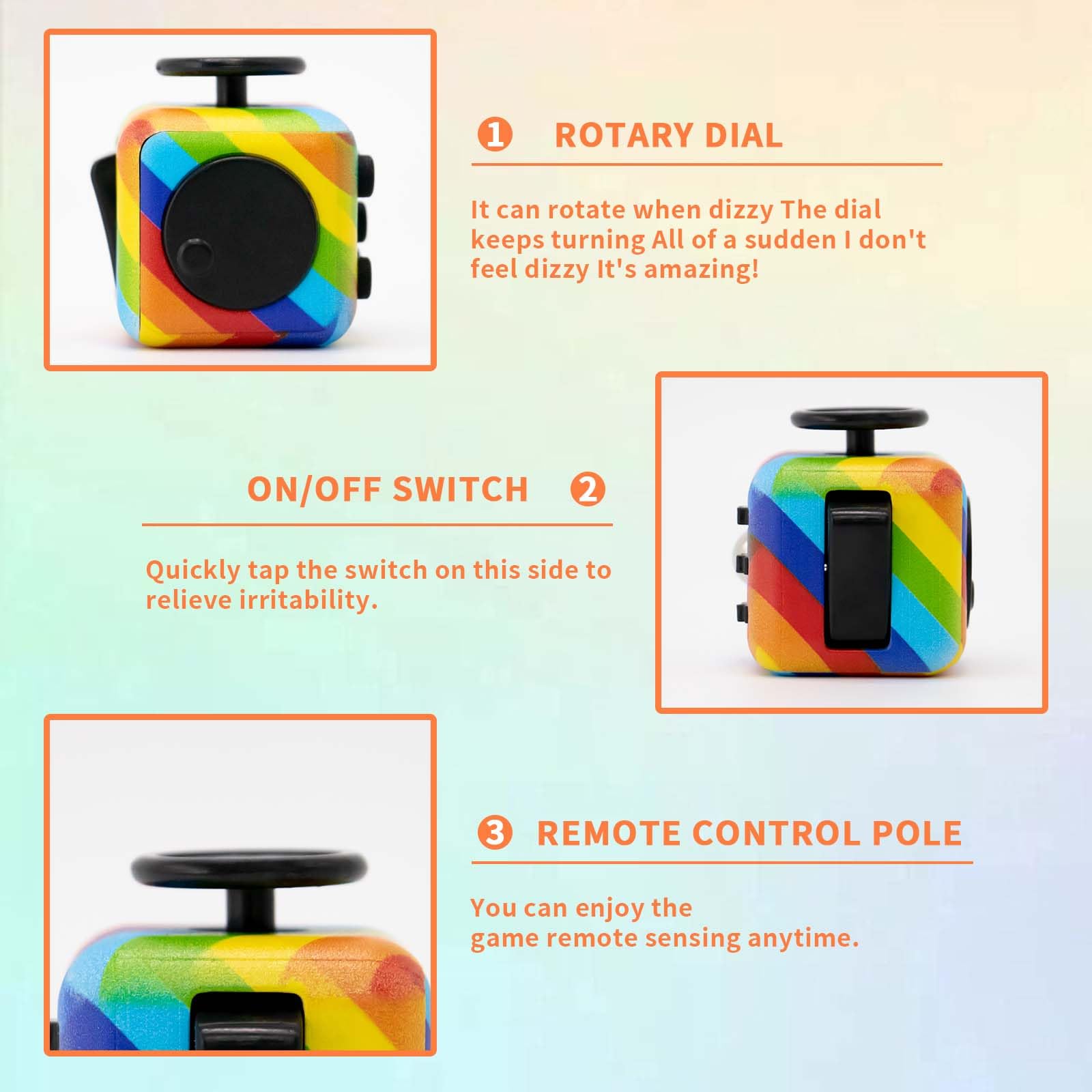 RE:BLEU fidget cube rotate wheel provides satisfying sensory feedback for concentration