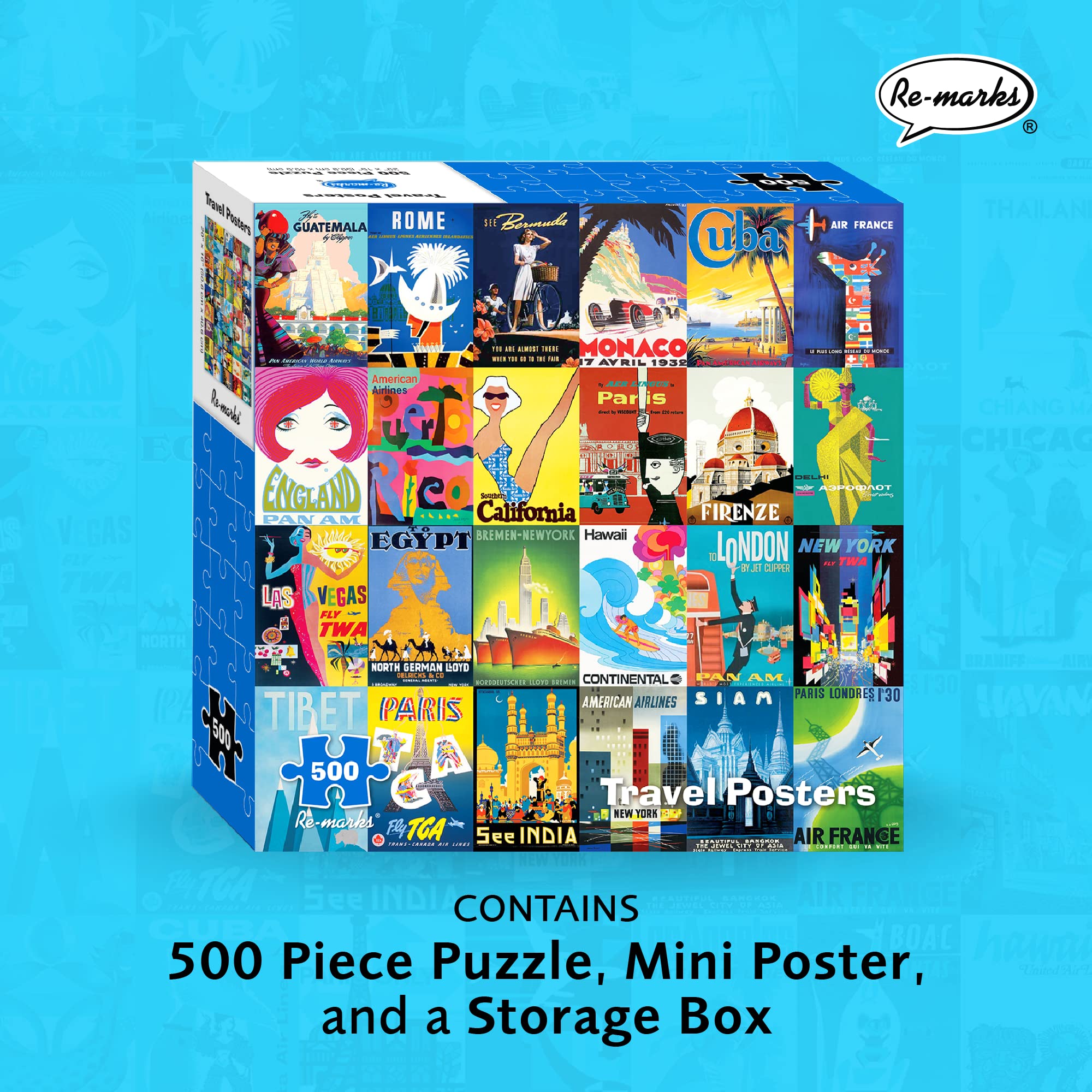 Re-Marks 500-piece puzzle assembly laid out for family entertainment.