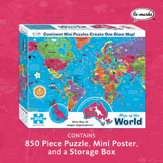Re-Marks Map World Deluxe whimsy pieces closeup showing unique shapes for creative play