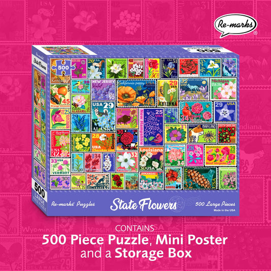 Re-Marks State Flowers Stamps Illustrations image highlighting state flowers for educational play.
