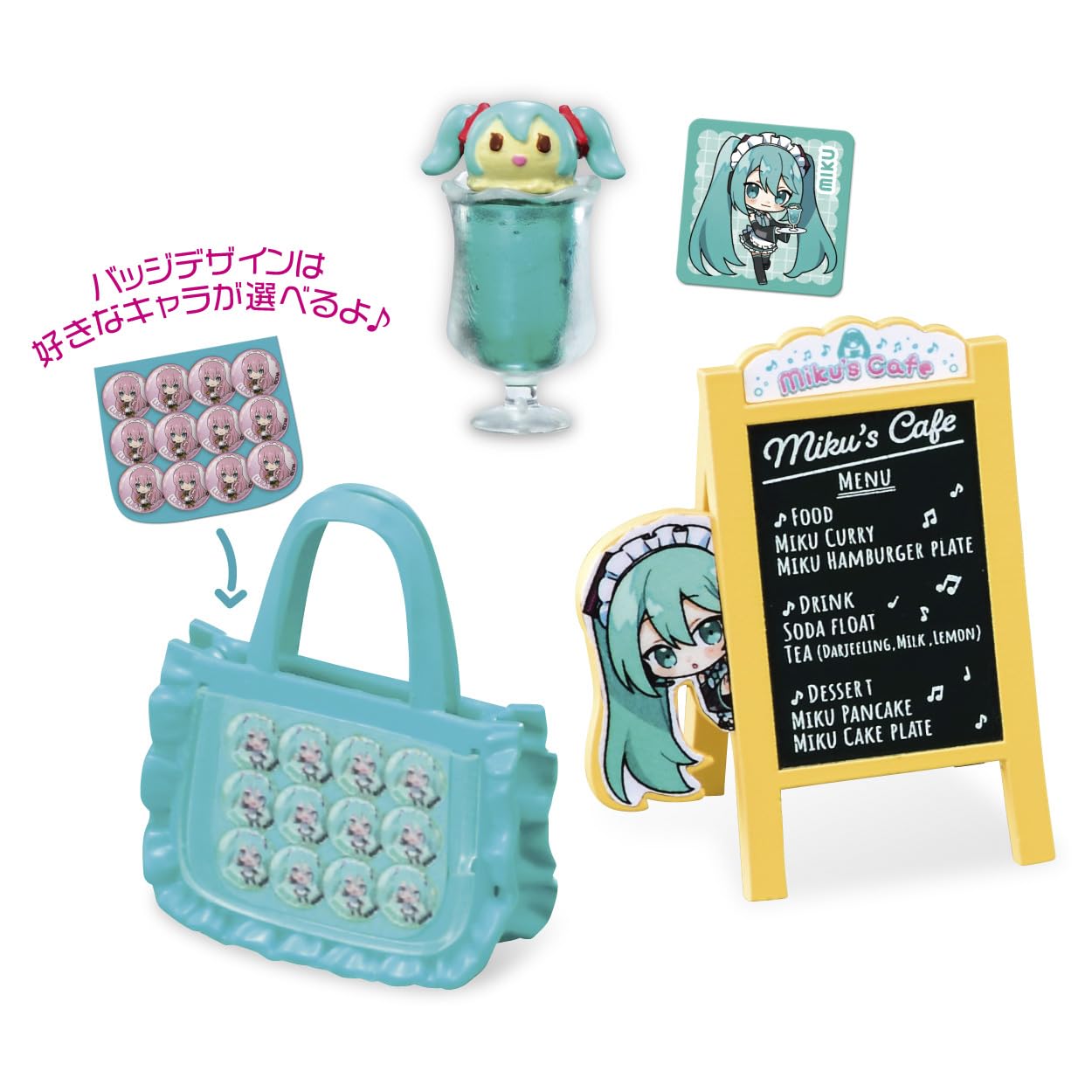 Re-Ment Hatsune Miku cafe-trading figure with base stand for display.