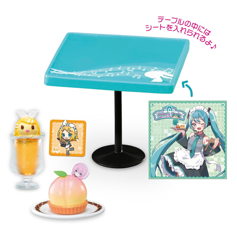 Side view of Hatsune Miku cafe-trading figure.