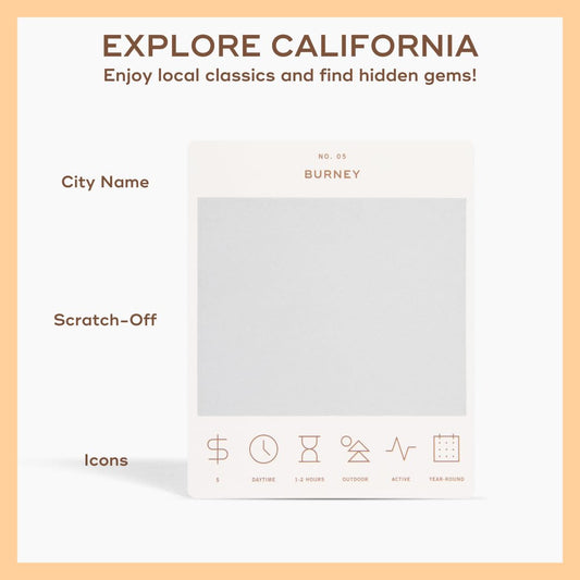 Reach International Outfitters 50-scratch-off cards pack highlights diverse California trips.