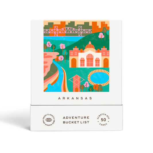 Reach International Outfitters Arkansas adventure deck cover offers 50 scratch-off activities for travel ideas