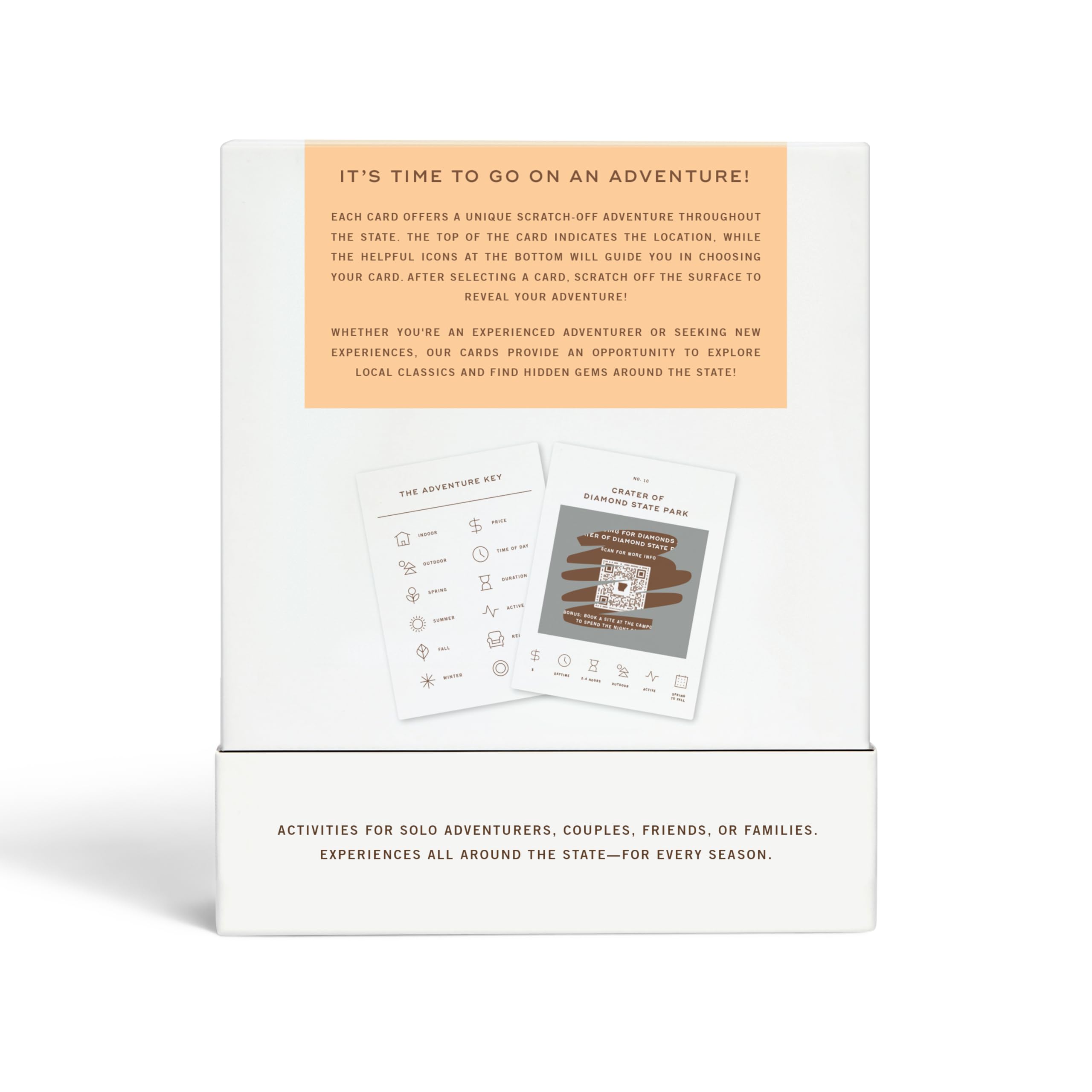 Gift packaging card presents a thoughtful, experience-based Arkansas gift for travelers