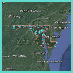 Reach International Outfitters card detail highlights Maryland destinations for quick day trips