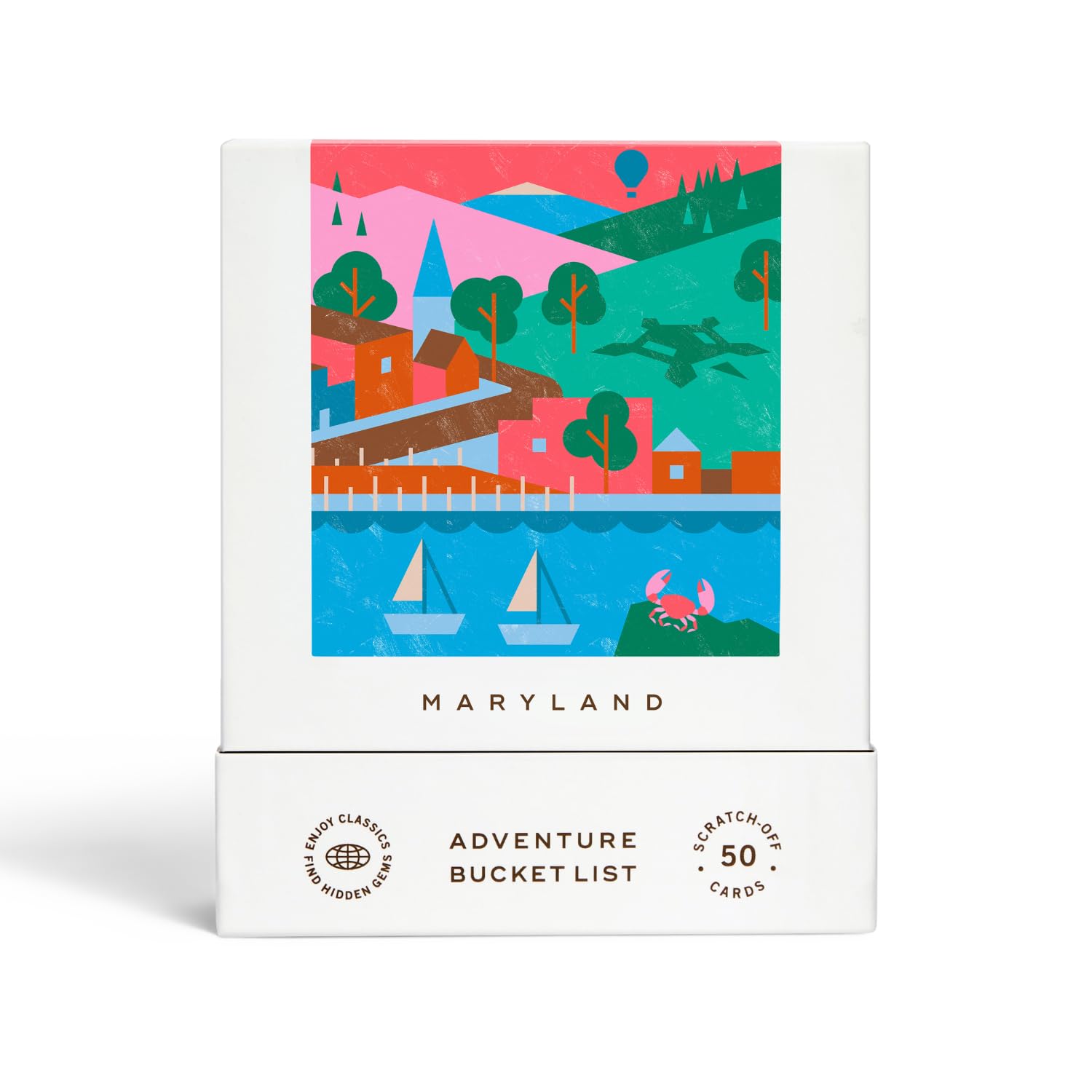 Reach International Outfitters Maryland Adventure Bucket List card front with scratch-off planning ideas