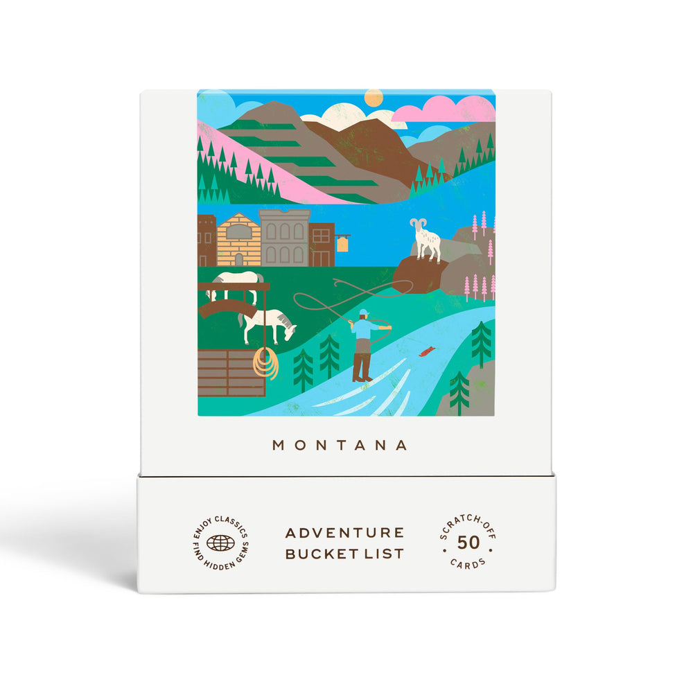 Reach International Outfitters Montana Adventure Card cover showcases gift-ready travel inspiration for planning Montana trips.