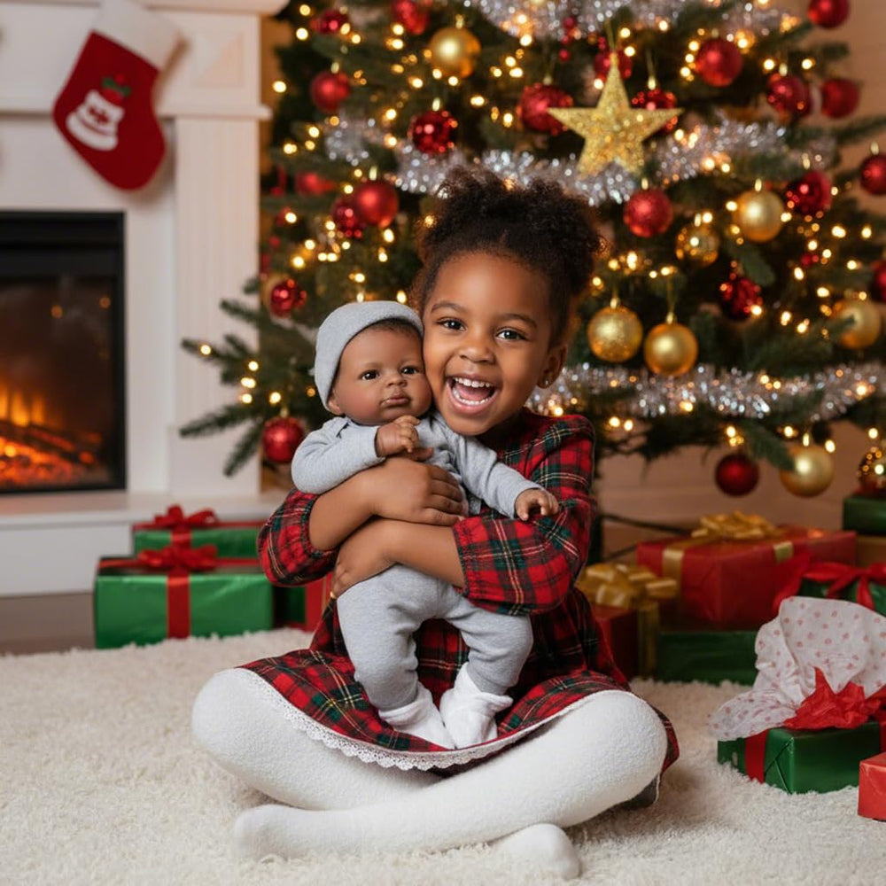 Realistic Black Boy 20-inch skin-texture captures newborn softness and subtle creases.