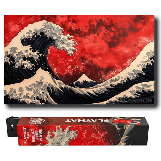 Realm Guard Fire Wave Playmat top view shows vibrant hand-drawn art for immersive gameplay