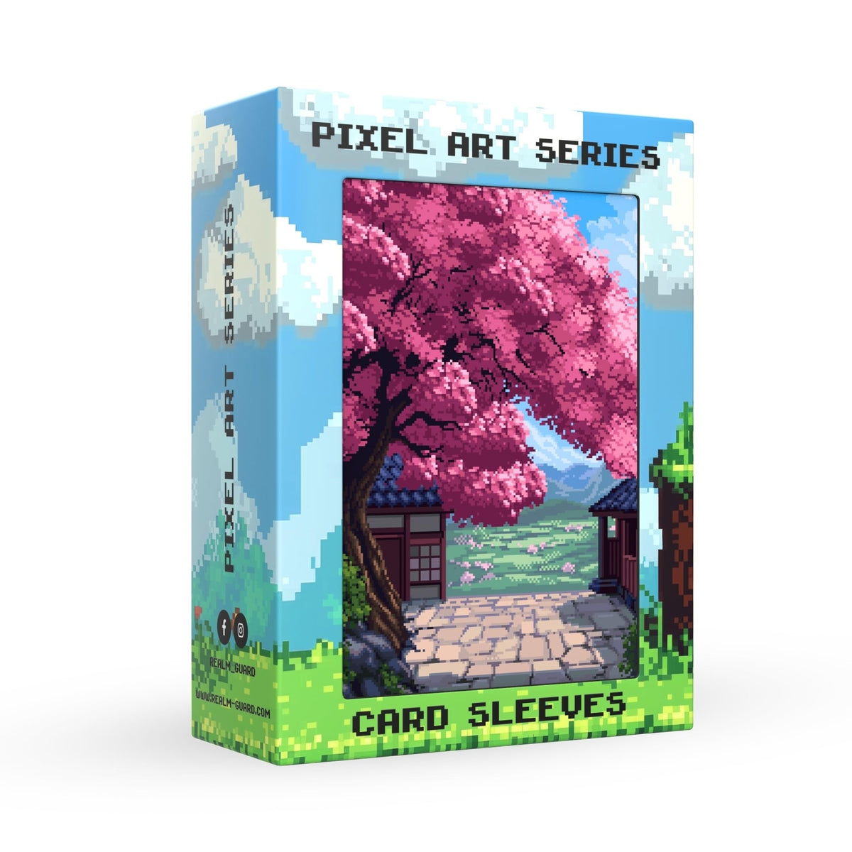 Realm Guard Cherry Blossom sleeves—front art with durable protection for MTG cards.