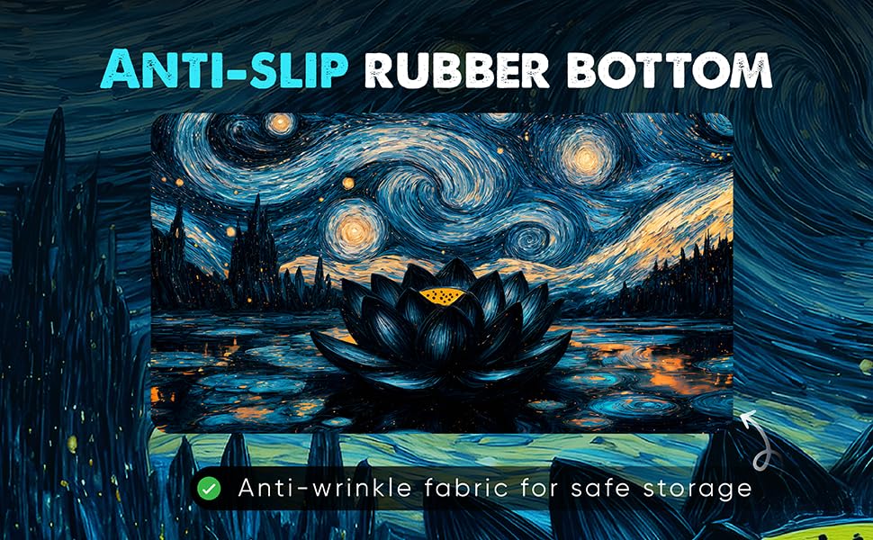 Realm Guard anti-split rubber bottom keeps the mat steady during play.