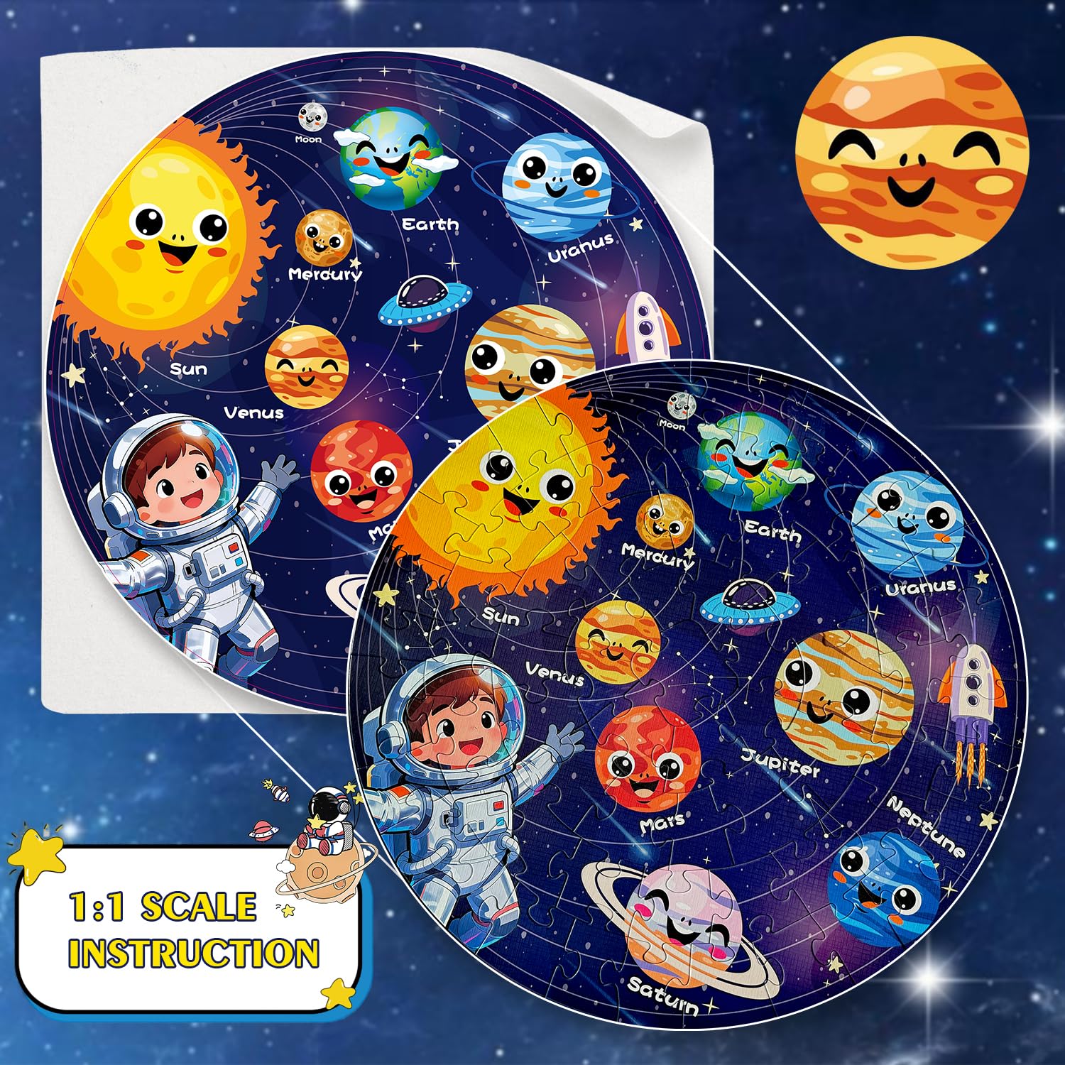 REALRINDO space puzzle is ideal for birthdays and classroom activities.