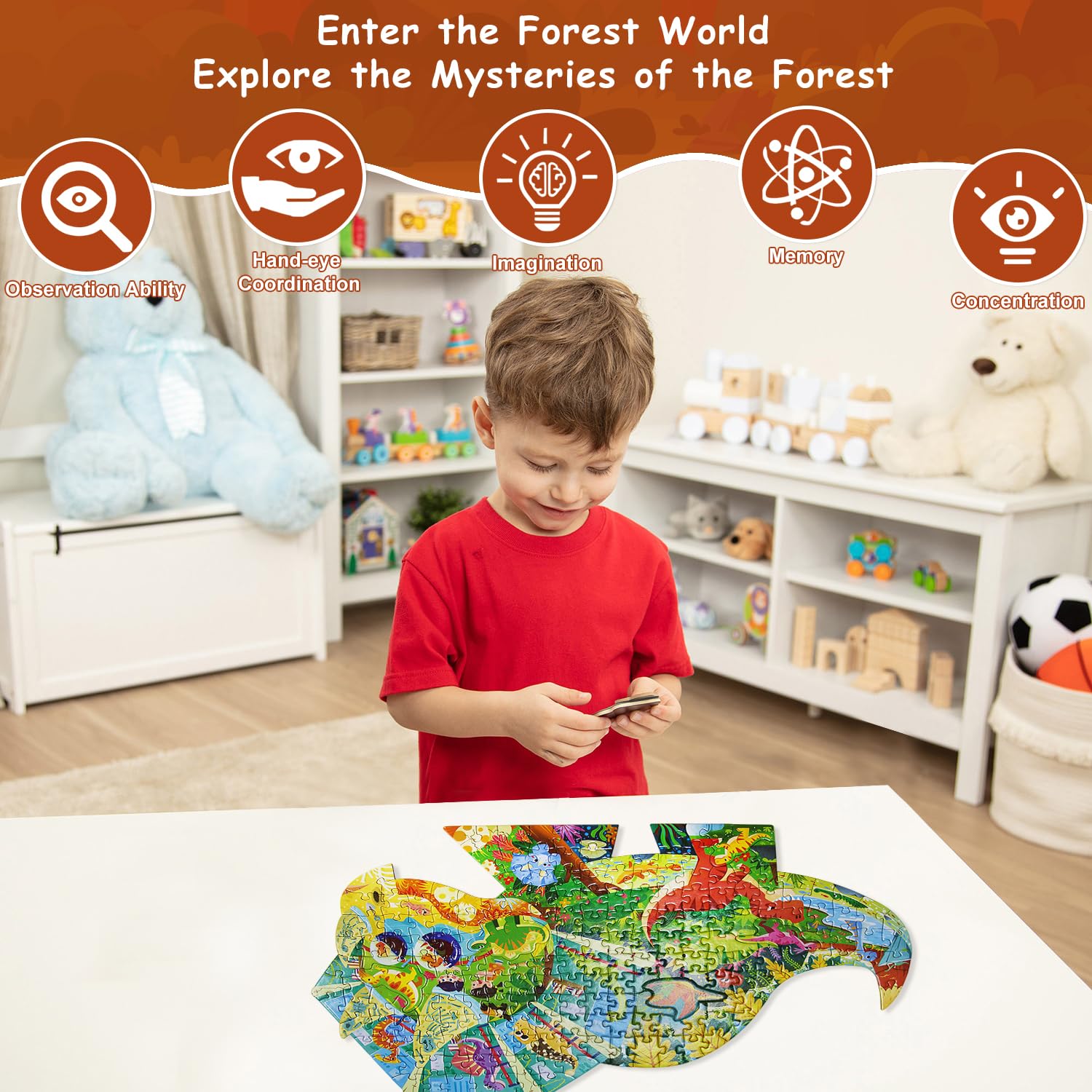 RealRindo dinosaur puzzle fosters learning and sharpens fine motor skills.