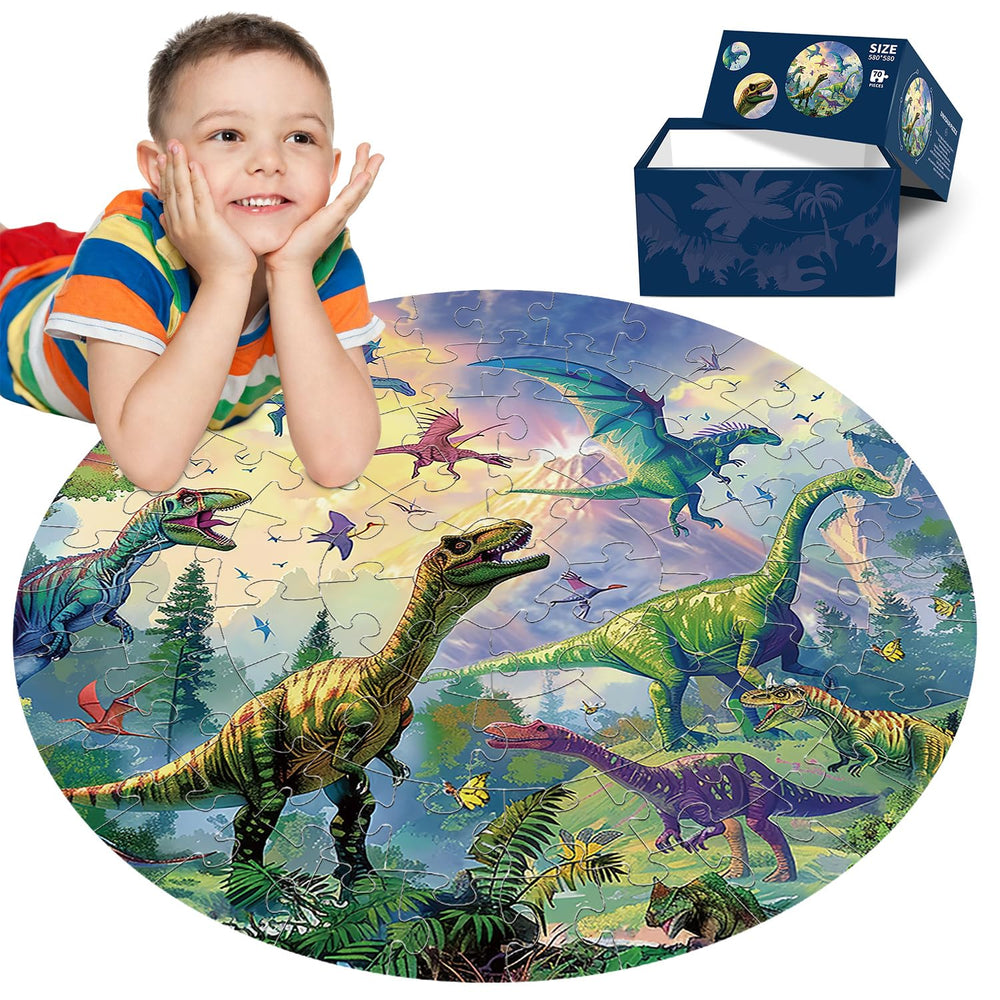 REALRINDO floor puzzle shows a detailed dinosaur world, perfect for imaginative play.