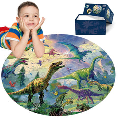 REALRINDO floor puzzle shows a detailed dinosaur world, perfect for imaginative play.