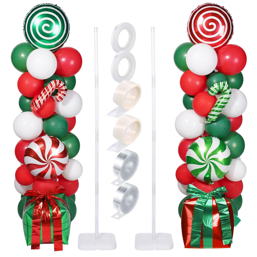 Realspring balloon column stand kit for a dramatic holiday backdrop