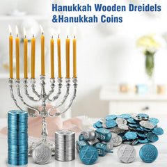 Realspring Hanukkah coin design closeup featuring menorah and star motifs.