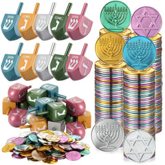 RealSpring Hanukkah coins with silver motif for festive play and decoration