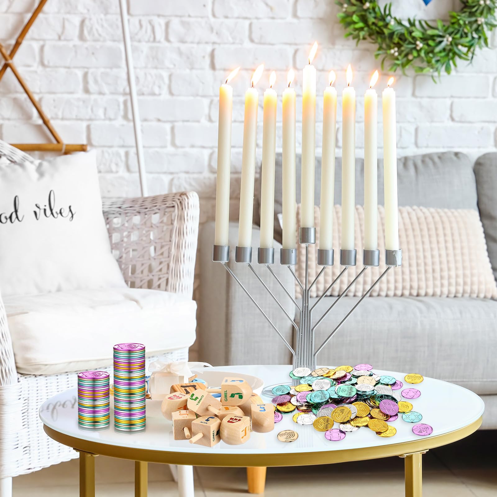Realspring gift set packaging showing complete Hanukkah kit