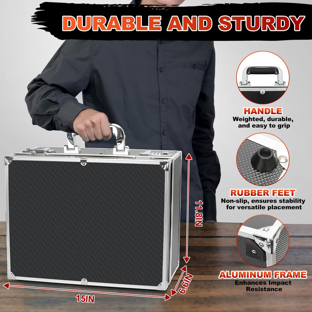 Secure dual combination locks on the REAQUE card box