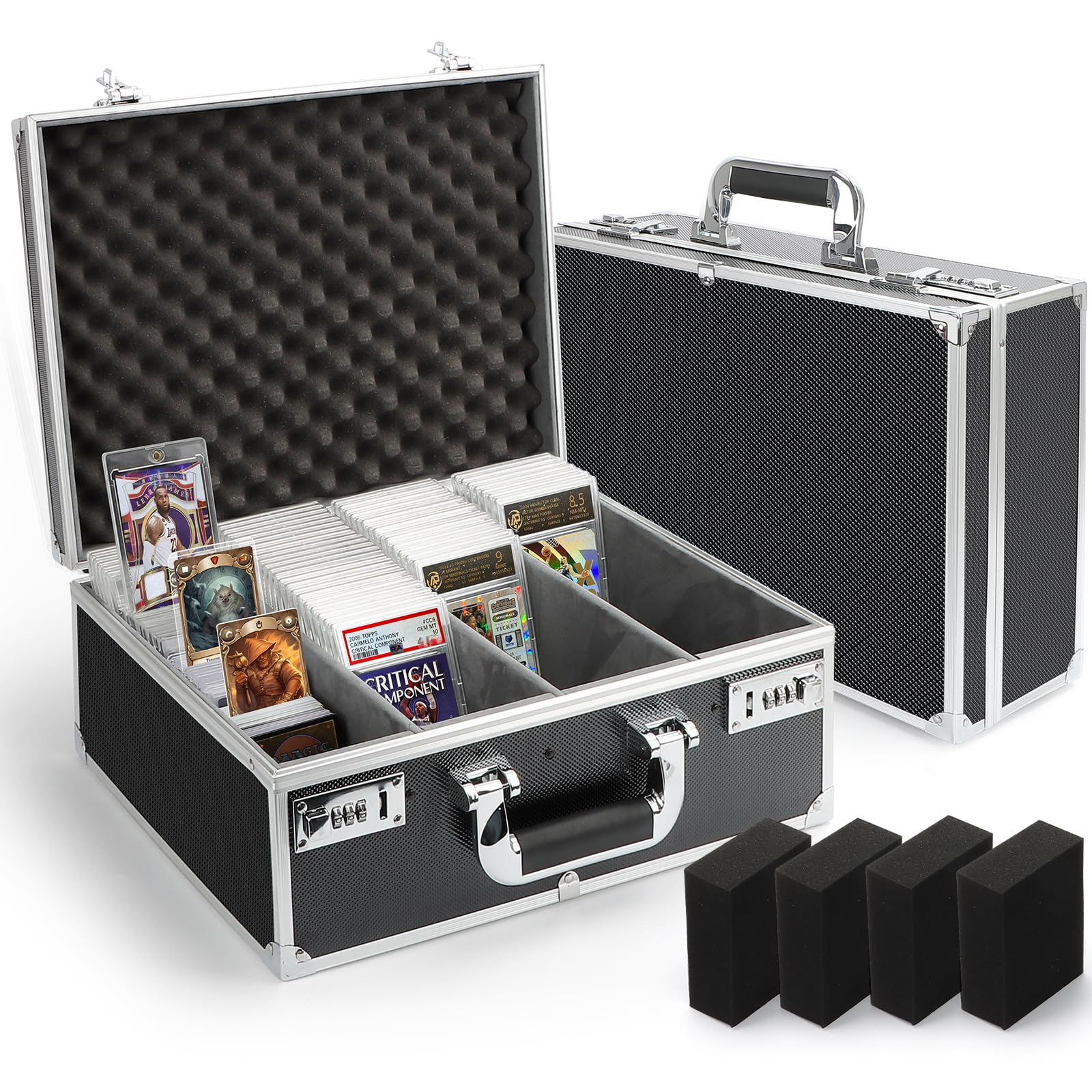 REAQUE graded card storage box front view with dual locks for secure storage