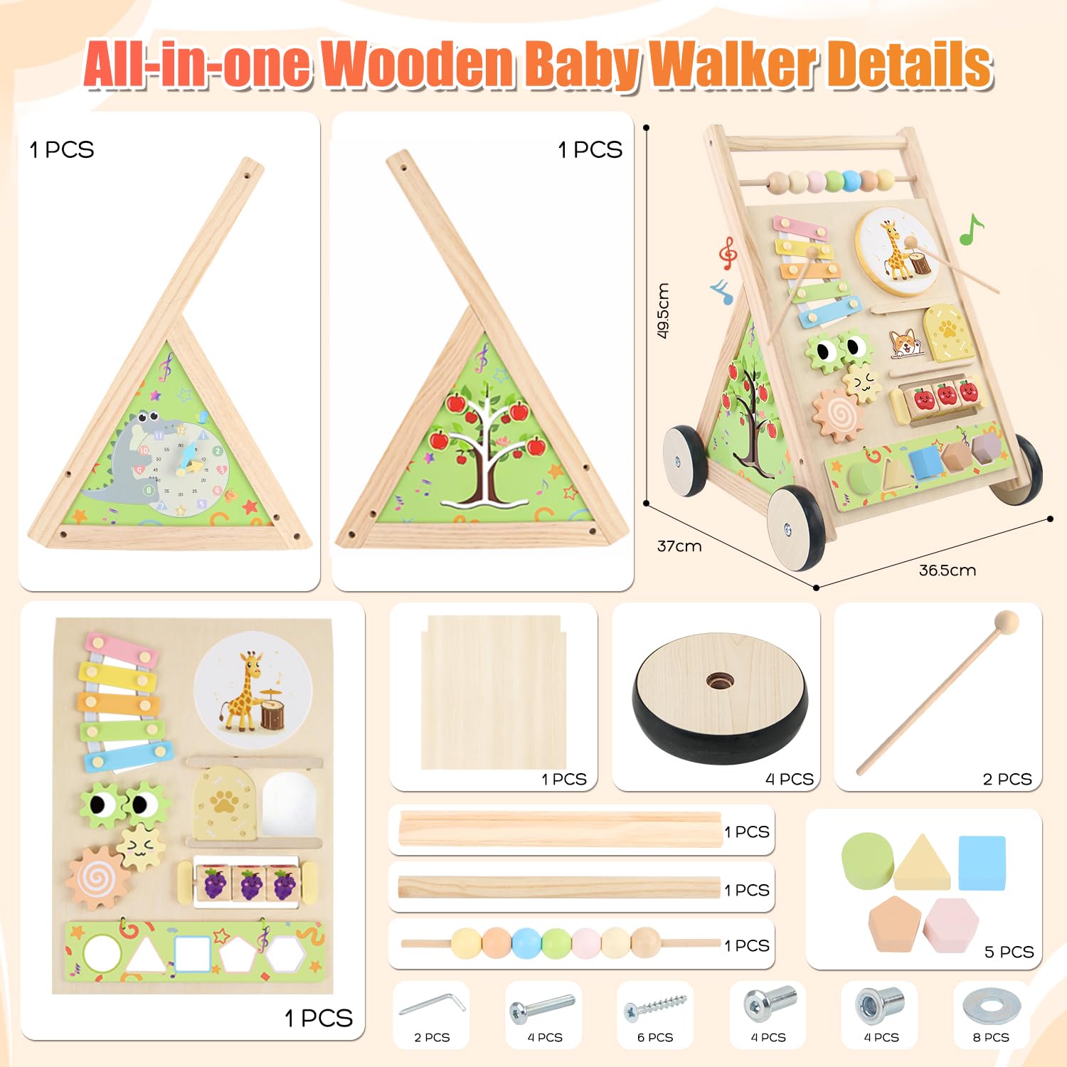 Receka montessori activity center for babies encourages exploration of colors and shapes
