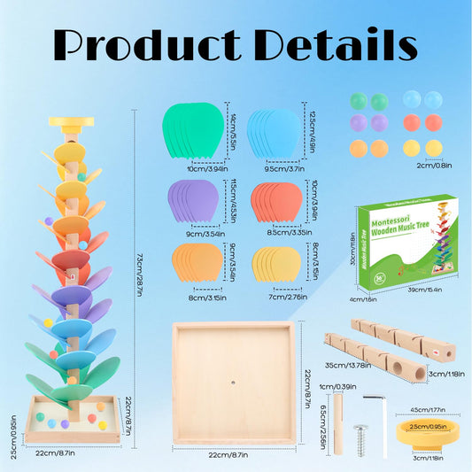 RECEKA marble run color-coded leaves showcase vibrant hues for color recognition.