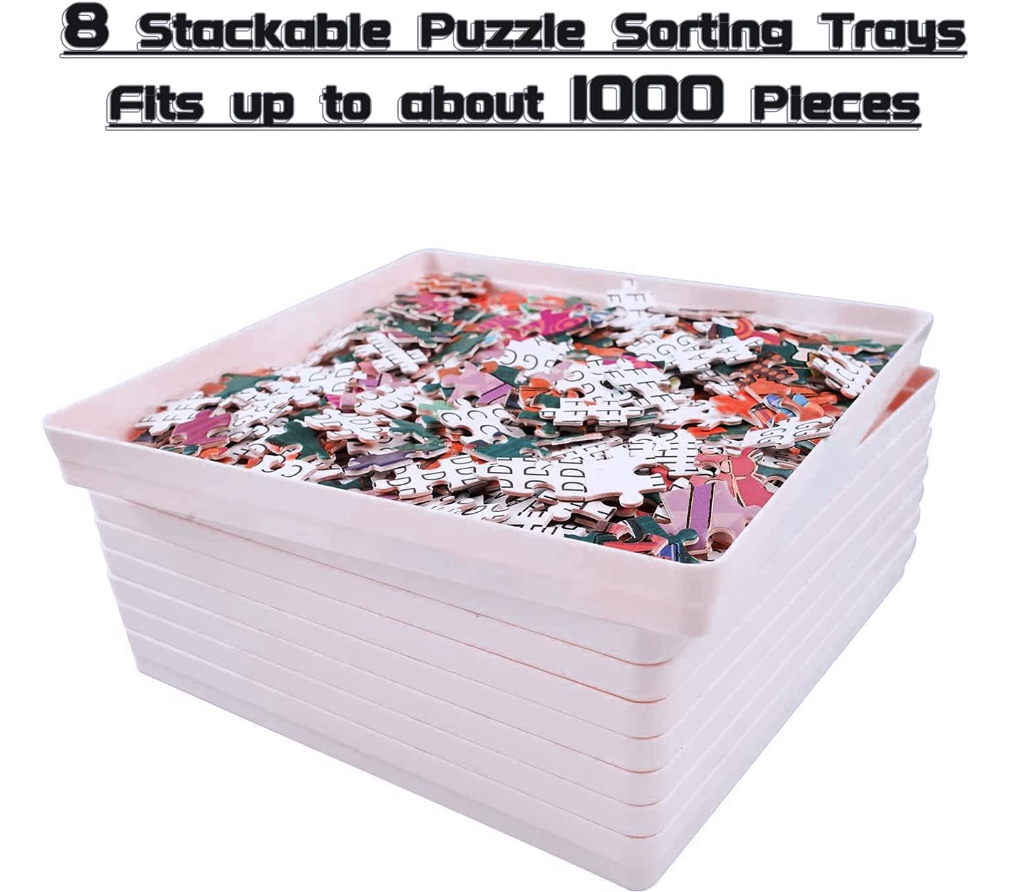 RECHIATO puzzle-trays-8x8-lid stackable design saves table space during assembly
