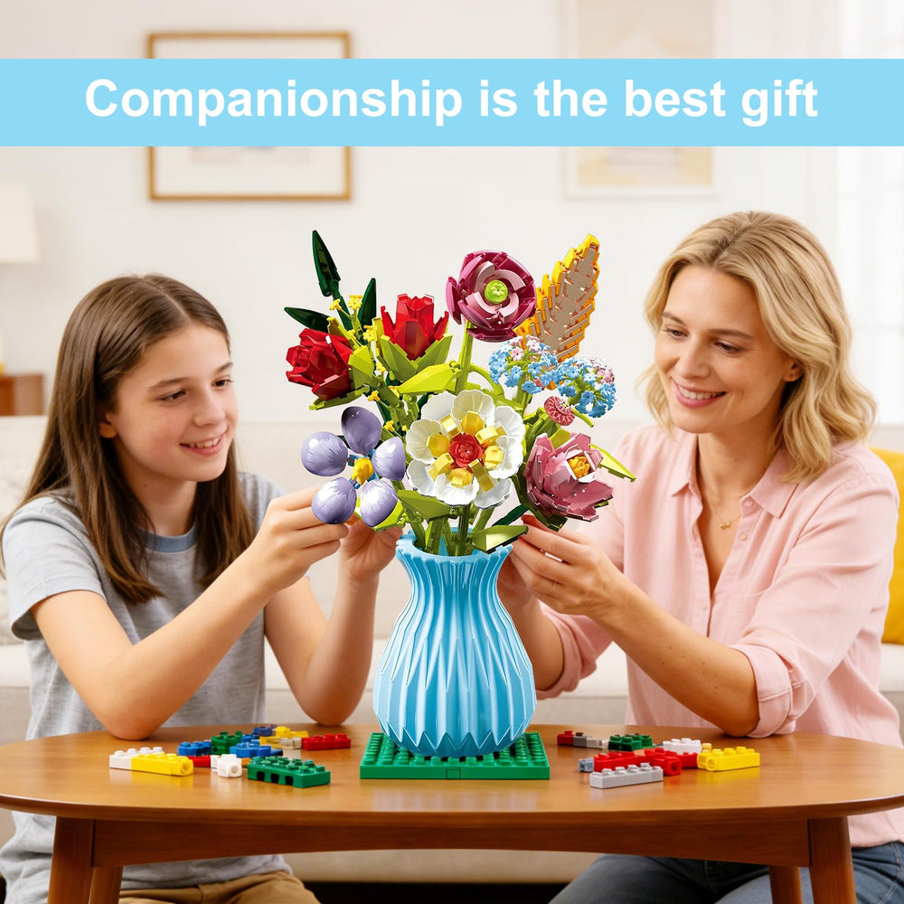 RECROQUO bouquet-building blocks come with vase for instant centerpiece setup.
