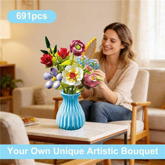 RECROQUO kids creative play kit encourages imaginative building with flowers.