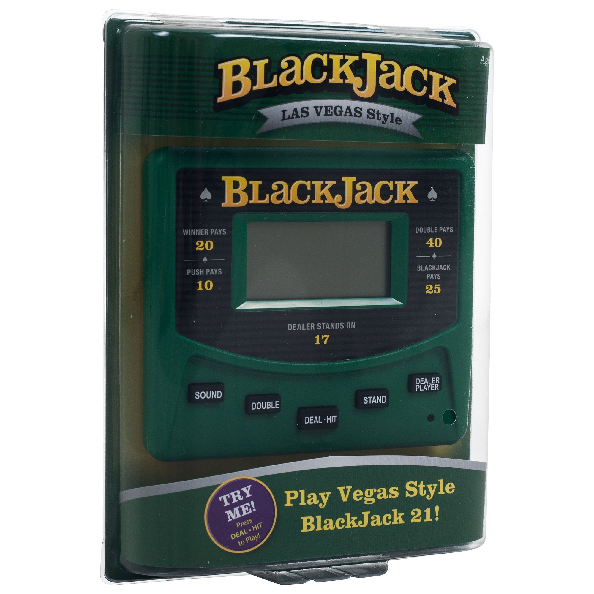 RecZone Blackjack handheld image showing battery included and idle off energy saver