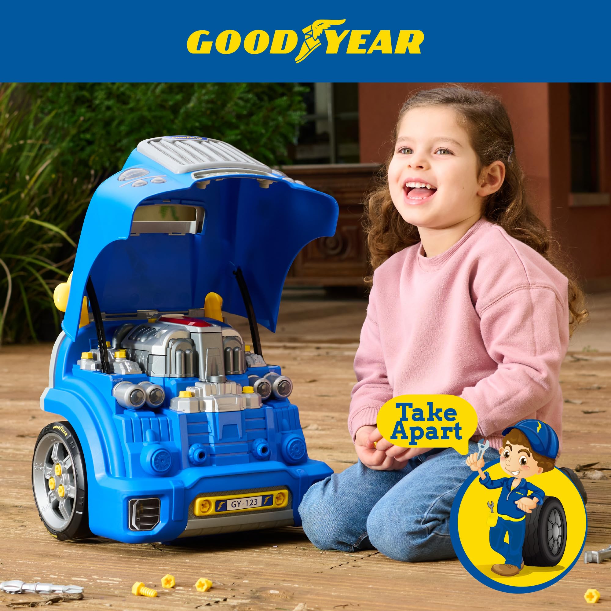 Red Toolbox Good Year engine detailed assembly view showcases realistic parts for creative problem solving.