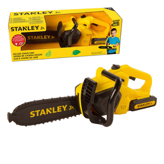 Red Toolbox Stanley Jr chainsaw in action for realistic outdoor role-play
