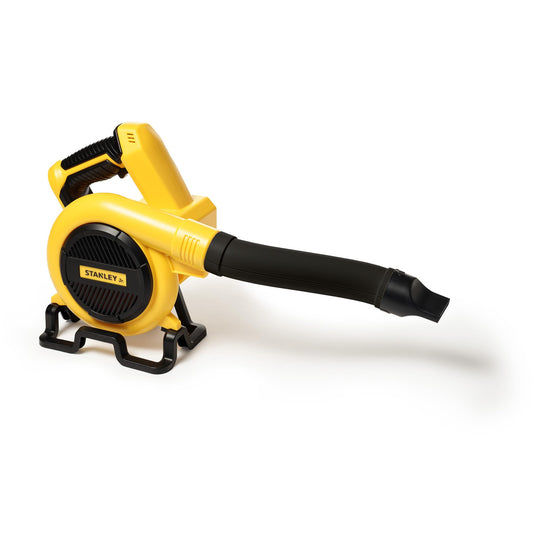 Red Toolbox Stanley Jr leaf blower front view sparks imaginative outdoor play.