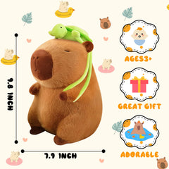 REDAICA capybara plush wearing turtle backpack demonstrates playful wearability during pretend trips.