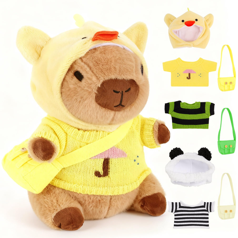 redaica capybara plush with dress-up outfits for creative play and stylish display.