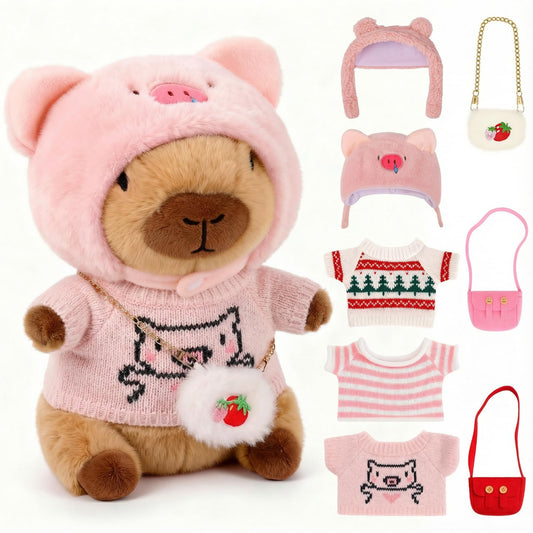 Redaica capybara plush with clothes set for imaginative dress-up play