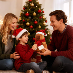Redaica Christmas capybara decor item pairs with trees and shelves for festive flair.