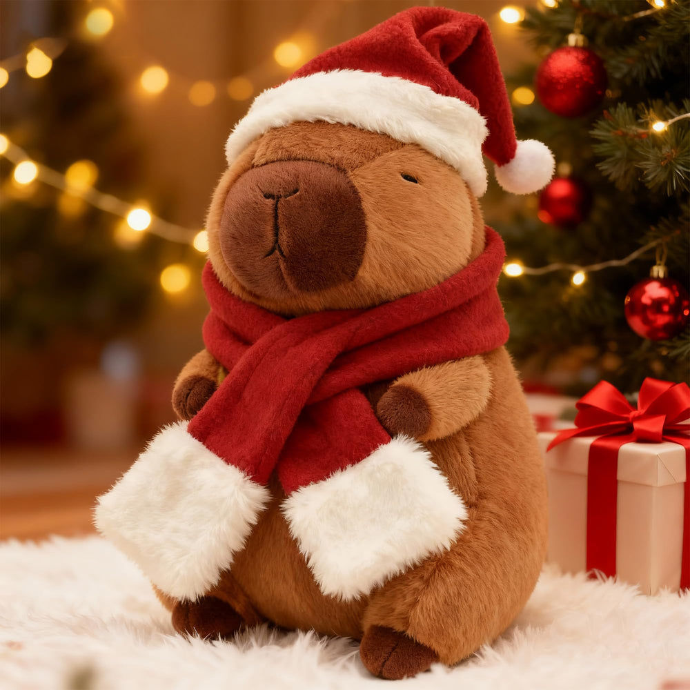 Redaica Christmas capybara plush wearing a Santa hat adds festive charm to any space.