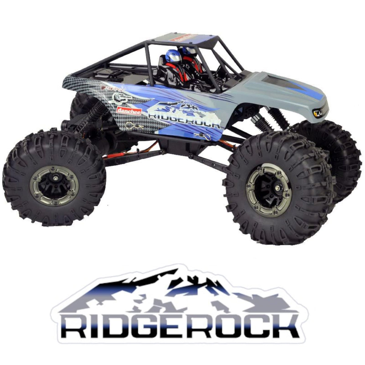 Redcat Racing Danchee Ridgerock front view demonstrates rugged 4WD capability on rough terrain.