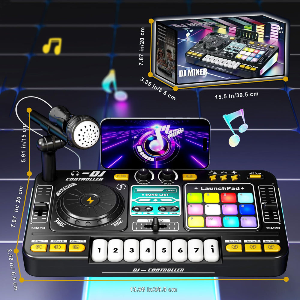 RedCrab DJ Mixer launch pad lights enhance immersive play sessions.