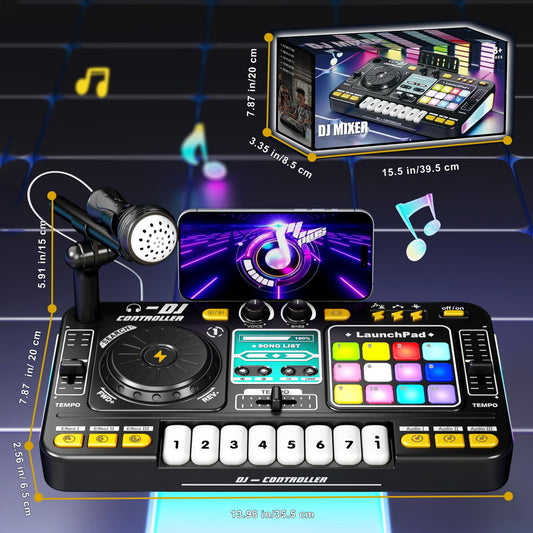 RedCrab DJ Mixer launch pad lights enhance immersive play sessions.