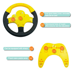 RedCrab steering wheel mounted on car seat enables immersive pretend driving.
