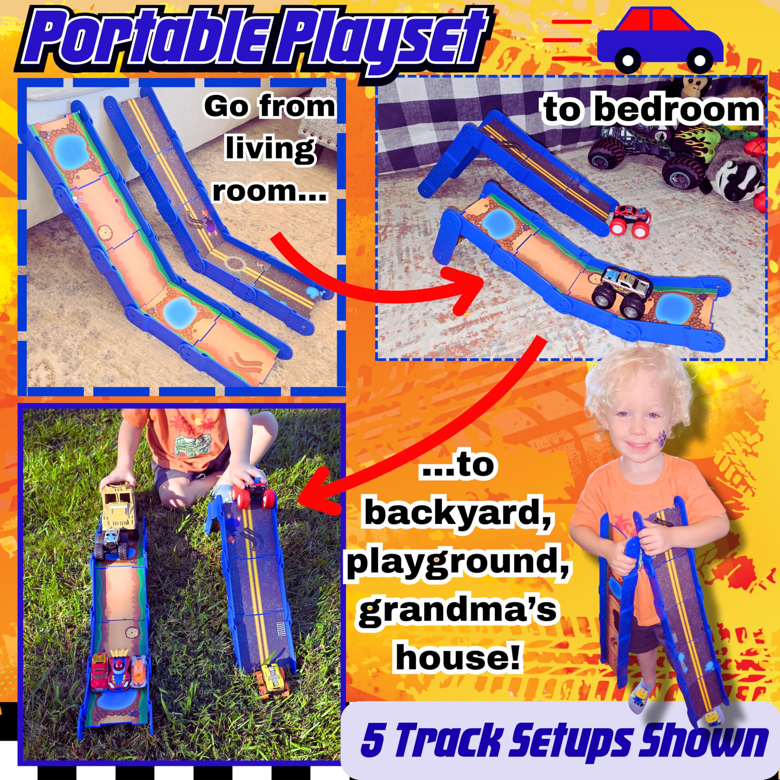 Redi-Rampz red monster truck ready for action-packed launches.