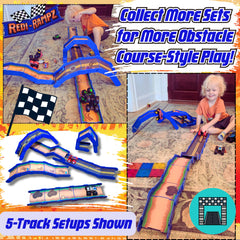 Playful obstacle course setup showing creative building possibilities.